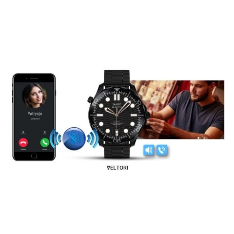 Smartwatch VELTORI VT150-1 Czarny Pasek Silikonowy + Czarna Bransoleta VELTORI