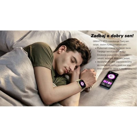 Smartwatch Damski GRAVITY GT15-11 Granatowy Pasek Silikonowy + Złota Bransoleta Gravity