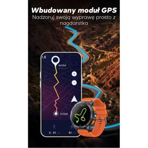 Smartwatch Męski GRAVITY GPS GT24-2 Czarny Pasek Silikonowy + Biały Pasek Silikonowy Gravity