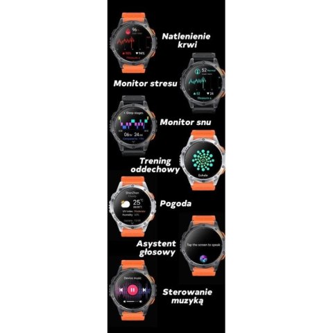 Smartwatch Męski GRAVITY GPS GT24-2 Czarny Pasek Silikonowy + Biały Pasek Silikonowy Gravity