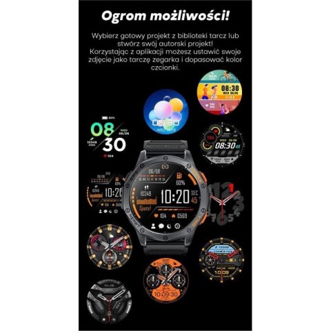 Smartwatch Męski GRAVITY GPS GT24-2 Czarny Pasek Silikonowy + Biały Pasek Silikonowy Gravity