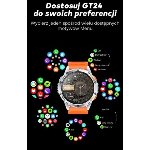 Smartwatch Męski GRAVITY GPS GT24-2 Czarny Pasek Silikonowy + Biały Pasek Silikonowy Gravity
