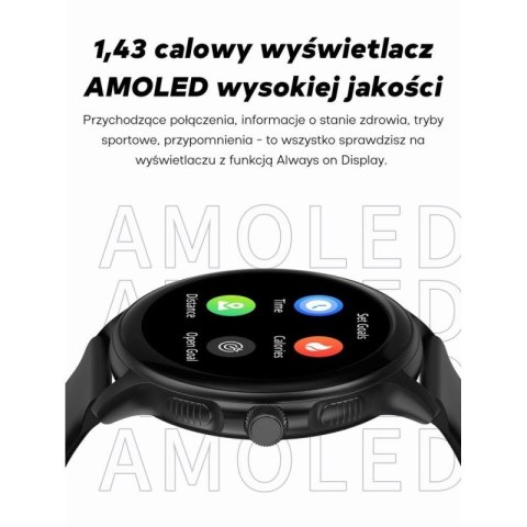 Smartwatch Damski GRAVITY GT12-1 Czarny Pasek Silikonowy + Czarna Bransoleta Gravity