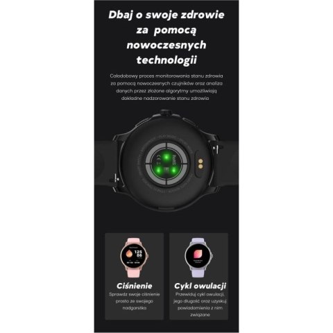 Smartwatch Damski GRAVITY GT12-1 Czarny Pasek Silikonowy + Czarna Bransoleta Gravity
