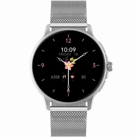 Smartwatch Damski GRAVITY GT12-6 Fioletowy Pasek Silikonowy + Srebrna Bransoleta Gravity