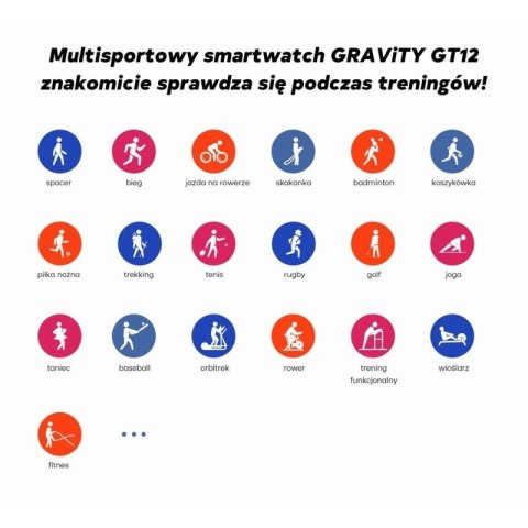 Smartwatch Damski GRAVITY GT12-6 Fioletowy Pasek Silikonowy + Srebrna Bransoleta Gravity
