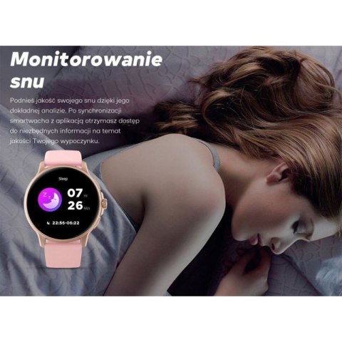Smartwatch Damski GRAVITY GT12-6 Fioletowy Pasek Silikonowy + Srebrna Bransoleta Gravity