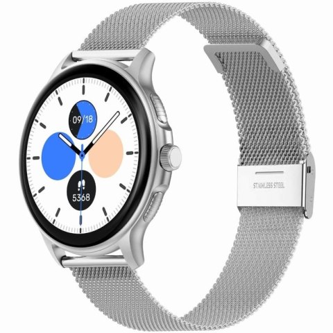 Smartwatch Damski GRAVITY GT12-7 Czarny Pasek Silikonowy + Srebrna Bransoleta Gravity