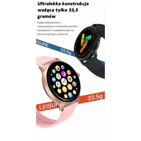Smartwatch Damski GRAVITY GT12-7 Czarny Pasek Silikonowy + Srebrna Bransoleta Gravity