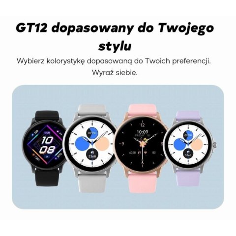 Smartwatch Damski GRAVITY GT12-7 Czarny Pasek Silikonowy + Srebrna Bransoleta Gravity