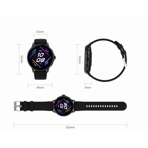 Smartwatch Damski GRAVITY GT12-7 Czarny Pasek Silikonowy + Srebrna Bransoleta Gravity