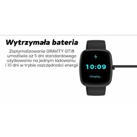 Smartwatch Damski GRAVITY GT18-5 Czarny Pasek Silikonowy + Szary Pasek Gravity