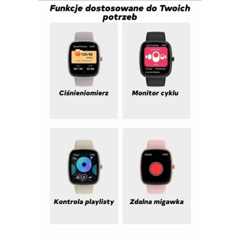 Smartwatch Damski GRAVITY GT18-8 Beżowy Pasek Silikonowy + Biały Pasek