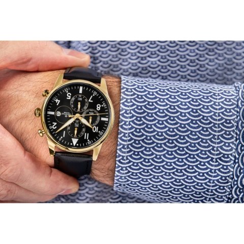 Zegarek Męski Giewont Chronograph Sapphire Czarno Złoty GW5630-A4 Giewont