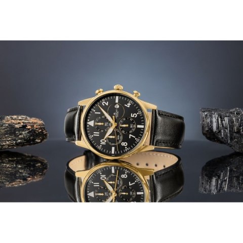 Zegarek Męski Giewont Chronograph Sapphire Czarno Złoty GW5630-A4 Giewont