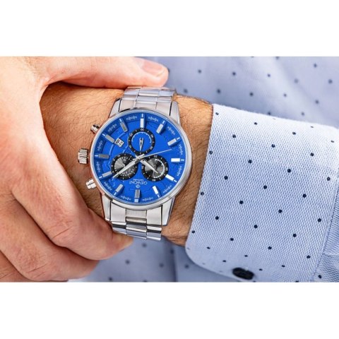 Zegarek Męski Giewont Chronograph Sapphire Srebrno Niebieski GW4580-B3 Giewont