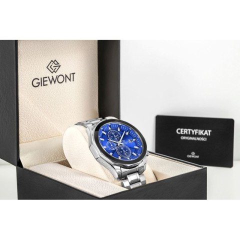 Zegarek Męski Giewont Chronograph Sapphire Srebrno Niebieski GW7290-B3 Giewont