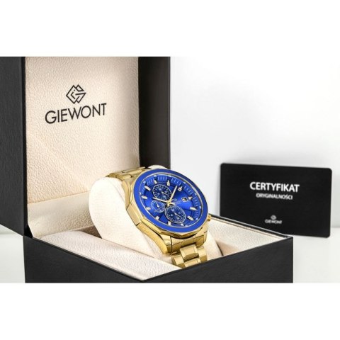 Zegarek Męski Giewont Chronograph Sapphire Złoto Niebieski GW7290-B6 Giewont
