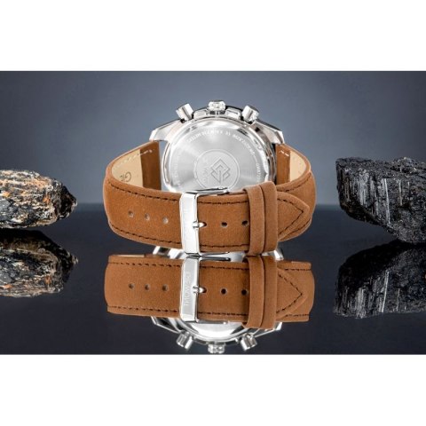 Zegarek Męski Giewont Chronograph Sapphire Brązowo Niebieski GW8720-A2 Giewont