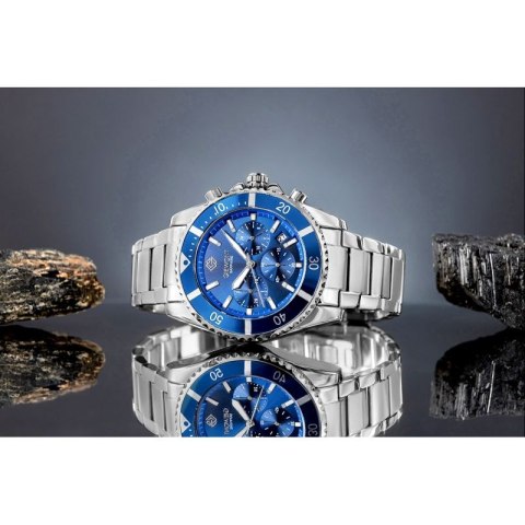 Zegarek Męski Giewont Chronograph Sapphire Srebrno Niebieski GW3970-B3 Giewont