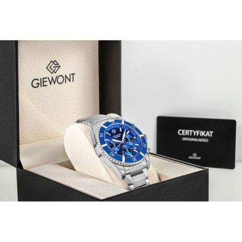 Zegarek Męski Giewont Chronograph Sapphire Srebrno Niebieski GW3970-B3 Giewont
