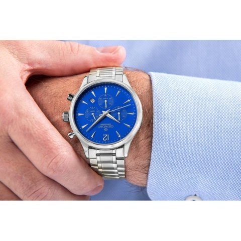 Zegarek Męski Giewont Chronograph Sapphire Srebrno Niebieski GW6310-B3 Giewont