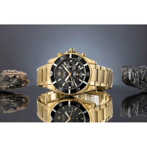 Zegarek Męski Giewont Chronograph Sapphire Złoto Czarny GW3970-B7 Giewont