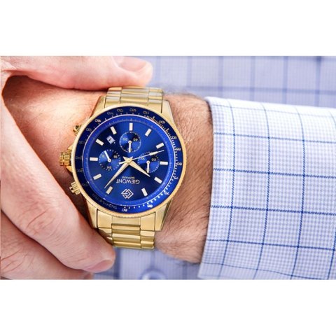 Zegarek Męski Giewont Chronograph Sapphire Złoto Niebieski GW3520-B5 Giewont