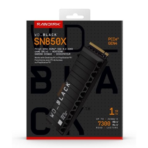Dysk SSD WD Black SN850X WDS100T2XHE (1 TB ; M.2; PCIe NVMe 4.0 x4; heatsink)