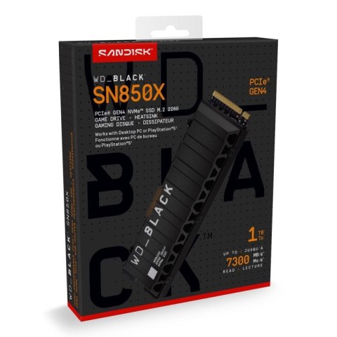 Dysk SSD WD Black SN850X WDS100T2XHE (1 TB ; M.2; PCIe NVMe 4.0 x4; heatsink)