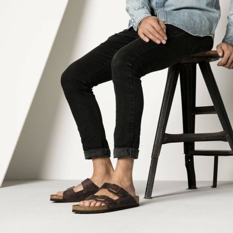 Klapki damskie/męskie brązowe Birkenstock Arizona Nubuk Habana narrow wąskie (52533) Birkenstock