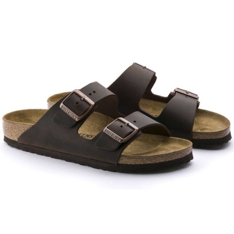 Klapki damskie/męskie brązowe Birkenstock Arizona Nubuk Habana narrow wąskie (52533) Birkenstock
