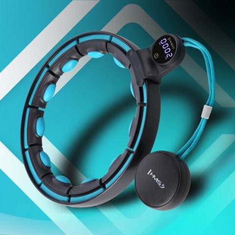 ZESTAW HULA HOP MAGNETYCZNY BLACK/TURQUOISE HHM17 Z LICZNIKIEM HMS + PAS WYSZCZUPLAJĄCY BR163 RED HMS