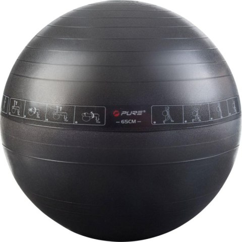 PIŁKA DO ĆWICZEŃ FITNESS 65CM CZARNA PURE 2 IMPROVE