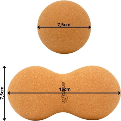PODWÓJNA PIŁECZKA DO MASAŻU KORKOWA 7.5x15CM ENERO FIT Enero