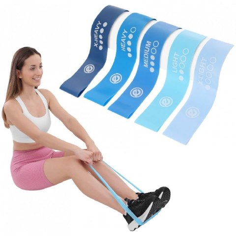 ZESTAW GUM DO ĆWICZEŃ FITNESS CROSSFIT MINI BLUE BAND 5W1 ENERO FIT Enero