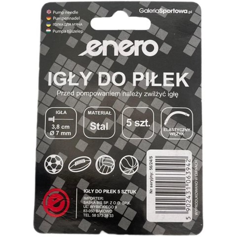 ZESTAW IGIEŁ 5SZT Z WĘŻYKIEM DO POMPKI PIŁKI ENERO Enero
