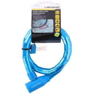 ZAPIĘCIE ROWEROWE SPIRALNE NA KLUCZ WĄŻ 18MMx80CM DUNLOP NIEBIESKIE Dunlop