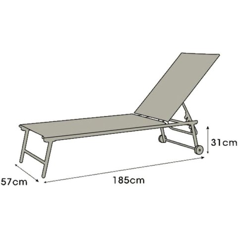 LEŻAK OGRODOWY WYPOCZYNKOWY 185X57X31CM SZARY