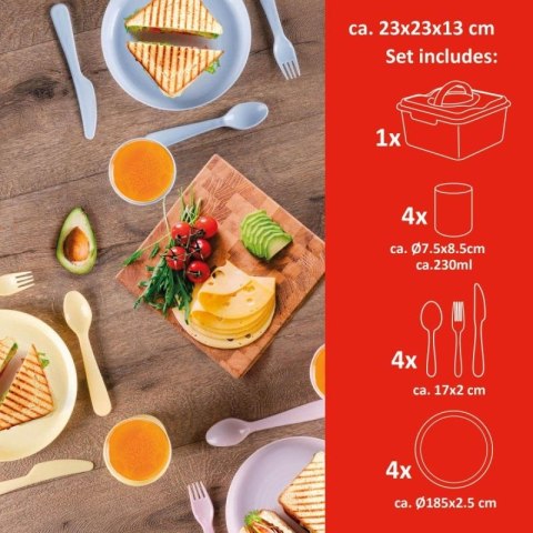 ZESTAW NACZYŃ TURYSTYCZNO PIKNIKOWYCH 21 ELEMENTÓW ALPINA Alpina