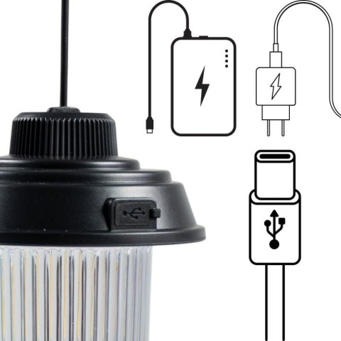 LATARKA LAMPA CAMPING USB 3 RODZAJE ŚWIATŁA REDCLIFFS CZARNY Redcliffs