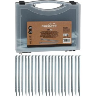 ŚLEDZIE DO NAMIOTU 23CM KPL. 20SZT METAL W WALIZCE REDCLIFFS Redcliffs