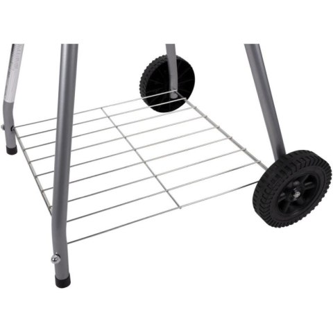 GRILL OGRODOWY KULISTY REX STALOWY 46CM Z POPIELNIKIEM