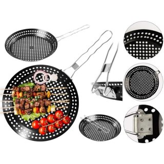 PATELNIA DO GRILOWANIA ZE SKŁADANYM UCHWYTEM NON STICK CZARNA