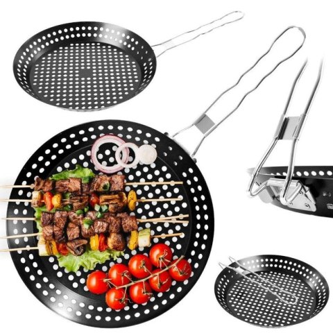 PATELNIA DO GRILOWANIA ZE SKŁADANYM UCHWYTEM NON STICK CZARNA
