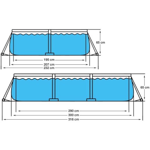 BASEN STELAŻOWY PROSTOKĄTNY SUPER STRONG 300x207x66CM 17771