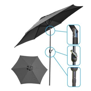 PARASOL OGRODOWY 300CM SKŁADANY SZARY
