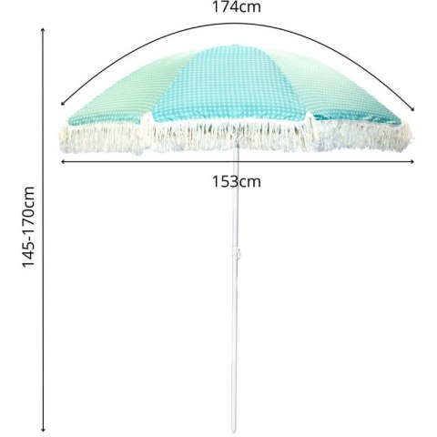 PARASOL PLAŻOWO OGRODOWY Z FRĘDZLAMI 174CM ZIELONY