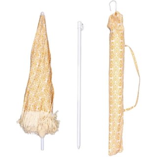 PARASOL PLAŻOWO OGRODOWY Z FRĘDZLAMI 174CM ŻÓŁTY