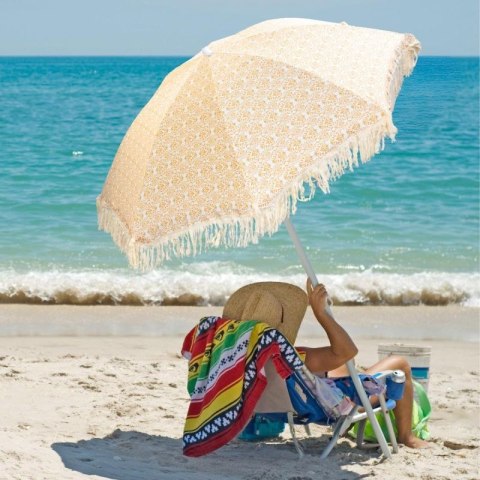 PARASOL PLAŻOWO OGRODOWY Z FRĘDZLAMI 174CM ŻÓŁTY